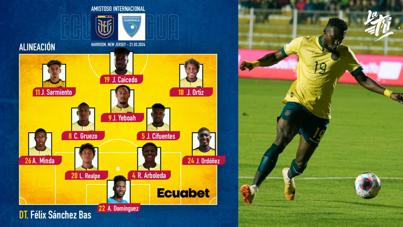 Esta es la alineación de Ecuador para enfrentar a Guatemala