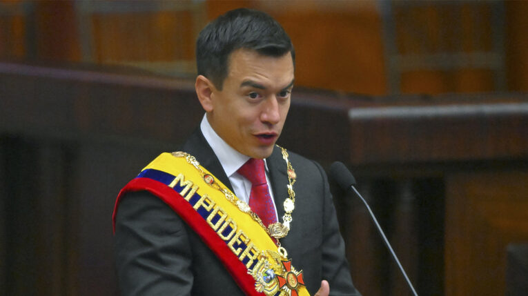 Presidente Daniel Noboa durante su Informe a la Nación