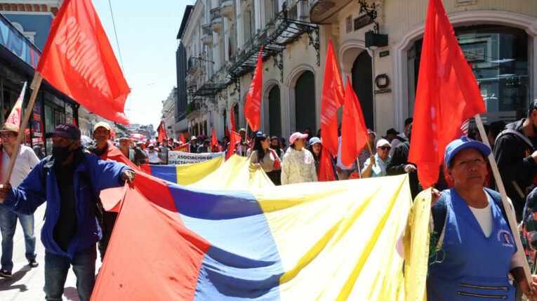 Marcha del Día del Trabajador, en Quito, 1 de mayo de 2024.