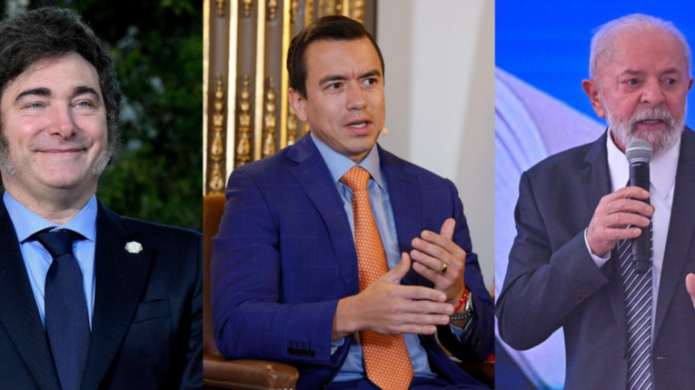 Los presidentes Javier Milei, Daniel Noboa y Lula da Silva son los mejor valorados en Sudamérica, según una encuesta publicada este 18 de junio de 2024.