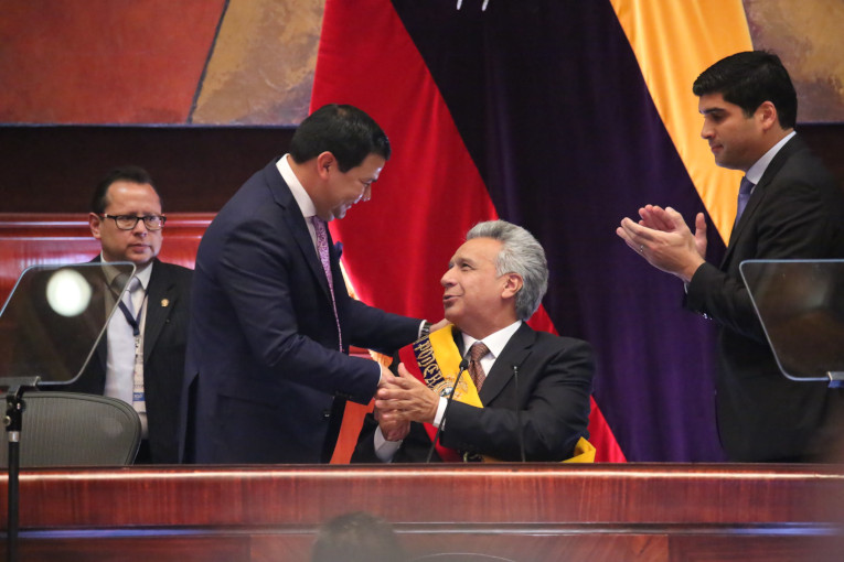 El presidente Moreno durante el informe a la Nación, el 24 de mayo de 2019.