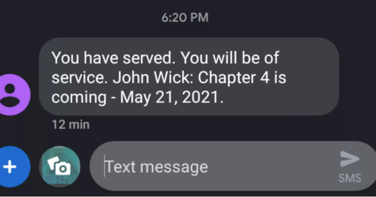 Mensaje de texto de Lionsgate, anunciado John Wick Chapter 4.