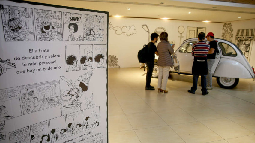 Vista general de la exposición de Mafalda en Quito 'El mundo según Mafalda'.