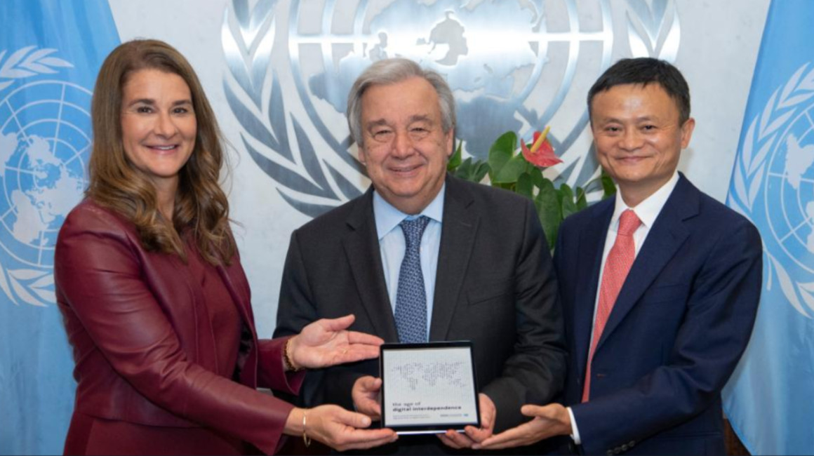 Melinda Gates, António Guterres y Jack Ma