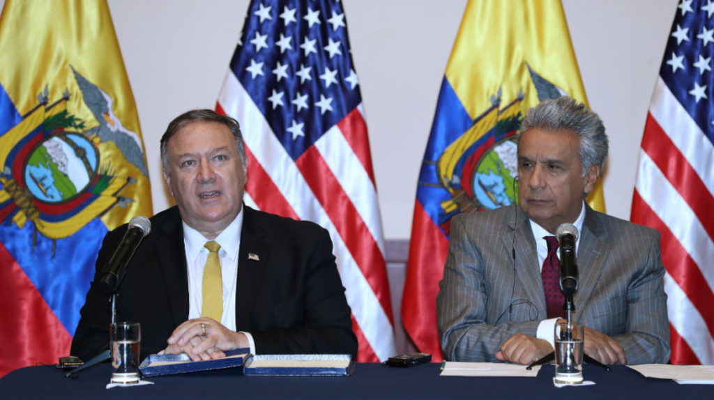 Moreno y Pompeo anuncian cooperación contra el narcotráfico, en ciberseguridad y para atender a venezolanos