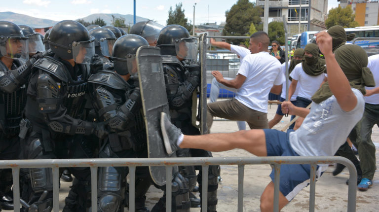 La Unidad de Mantenimiento del Orden, de la Policía Nacional, durante una demostración.