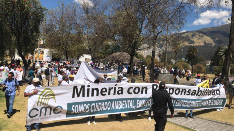 Mineros protestaron en el Parque El Arbolito