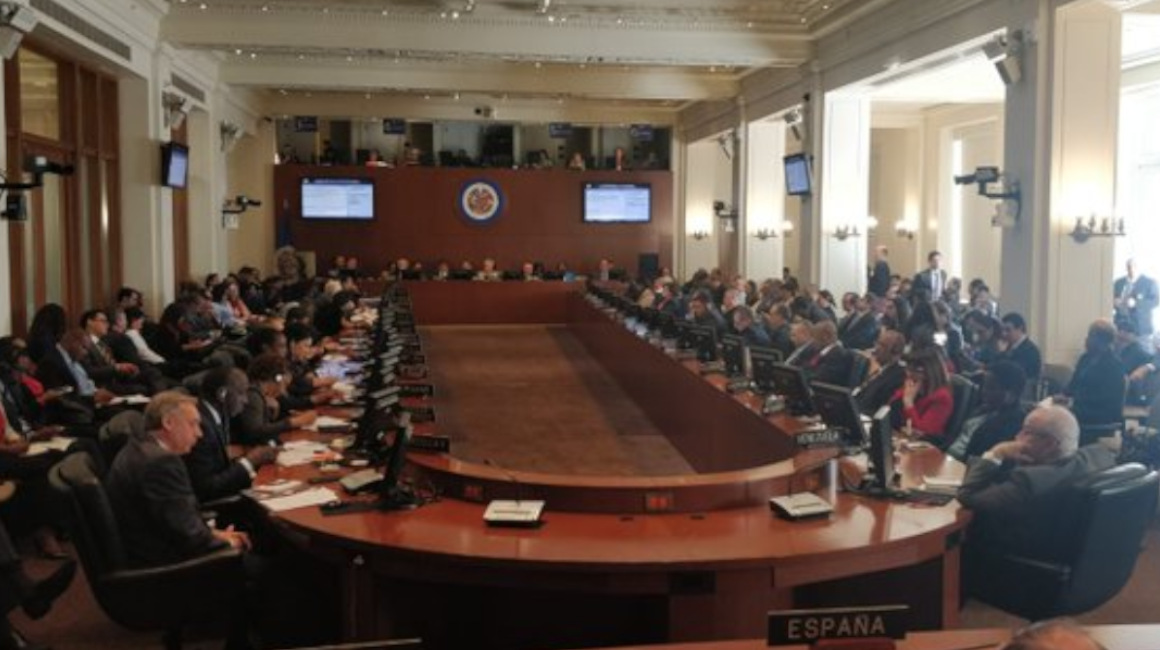 Sesión del Consejo Permanente en de la OEA, en Washington, para tratar la crisis en Ecuador, el 15 de octubre de 2019.