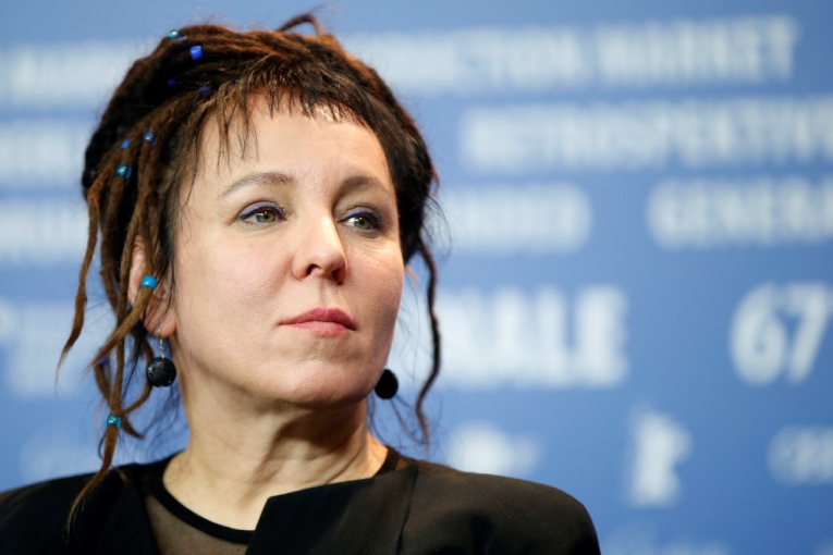 Olga Tokarczuk en una rueda de prensa en febrero de 2017.