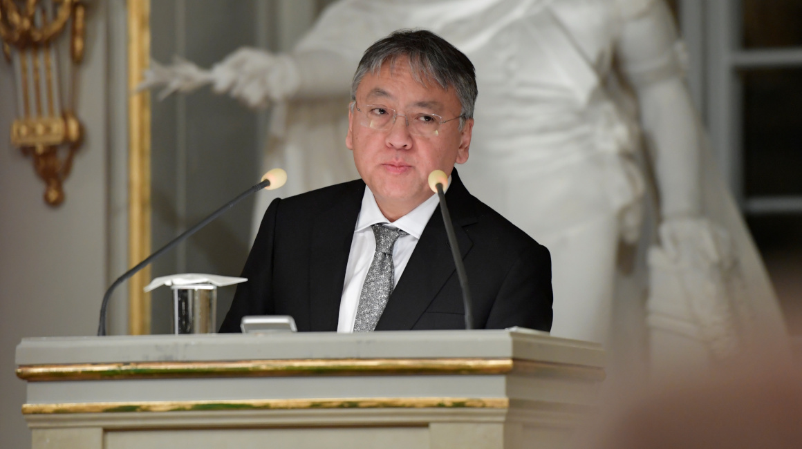 El ganador del Premio Nobel de Literatura 2017, Kazuo Ishiguro, durante una conferencia en la Royal Swedish Academy de Estocolmo, en diciembre de 2017.
