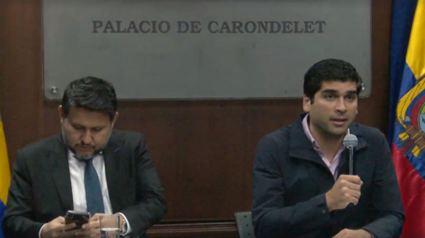 Rueda de prensa del vicepresidente Otto Sonnenholzner y el ministro de Transporte, José Gabriel Martínez.