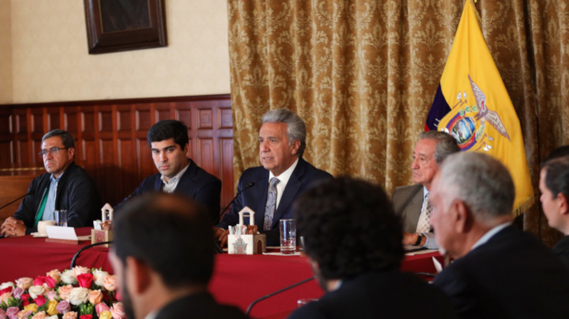 El presidente Lenín Moreno anunció el decreto de estado de excepción desde el Salón Amarillo de Carondelet.