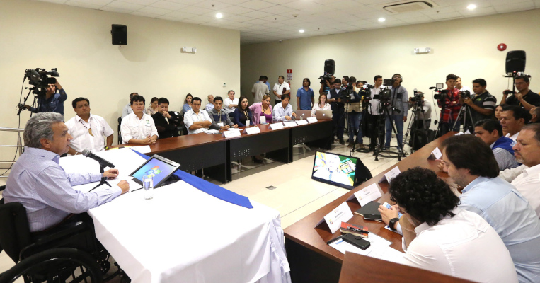 Conversatorio del Mandatario con representantes de medios de Macas, el 28 de febrero de 2018.