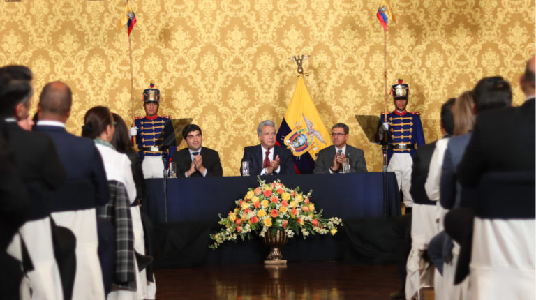 El presidente Moreno durante la posesión del Gabinete en la Presidencia, el 3 de julio de 2019.