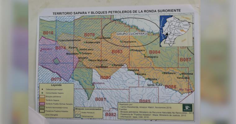 Mapa de los bloques petroleros de la Ronda Suroriente. 