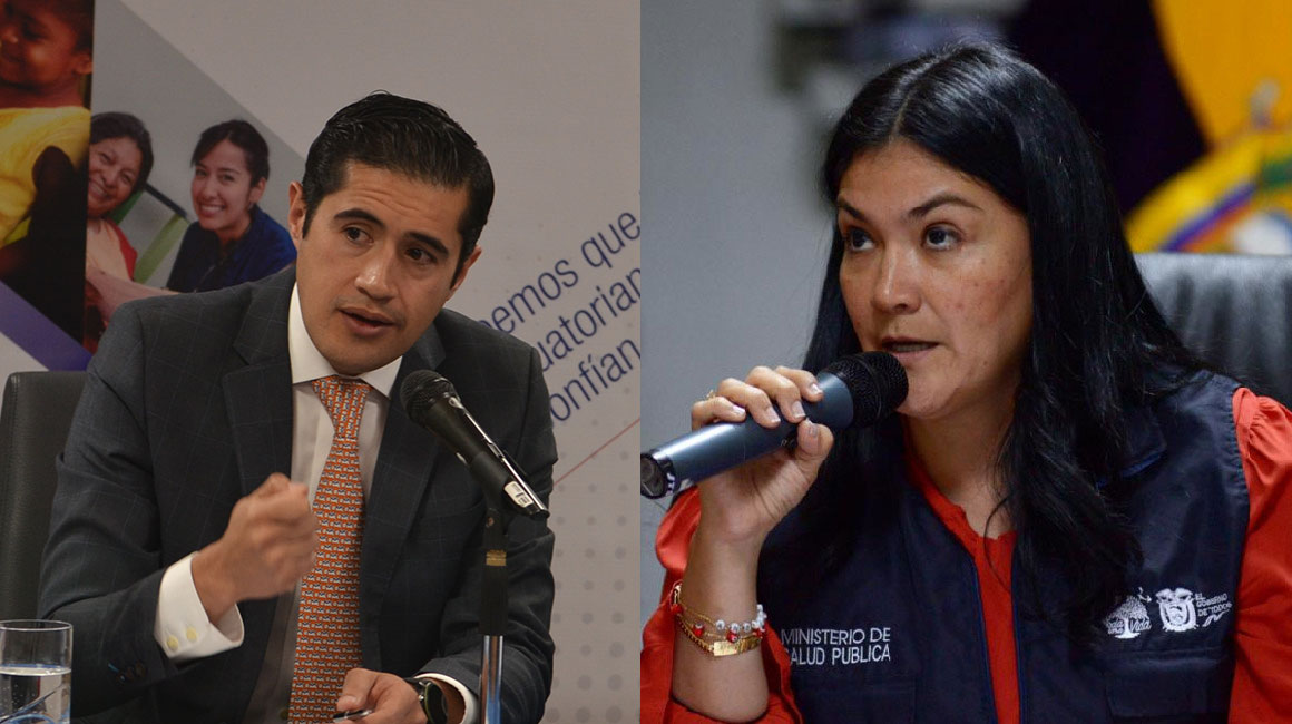 Richard Martínez, ministro de Finanzas, y Catalina Andramuño, exministra de Salud.