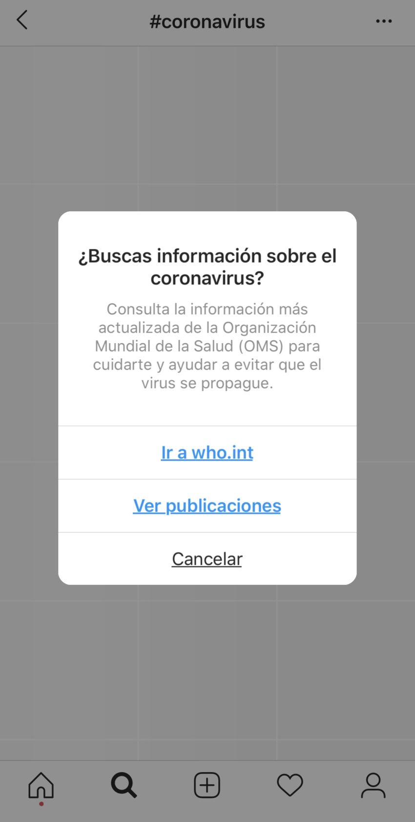 Instagram tiene la opción de buscar información verificada sobre el coronavirus. 