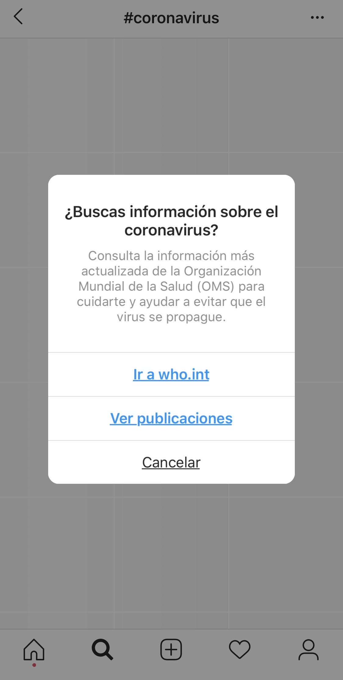 Instagram tiene la opción de buscar información verificada sobre el coronavirus. 