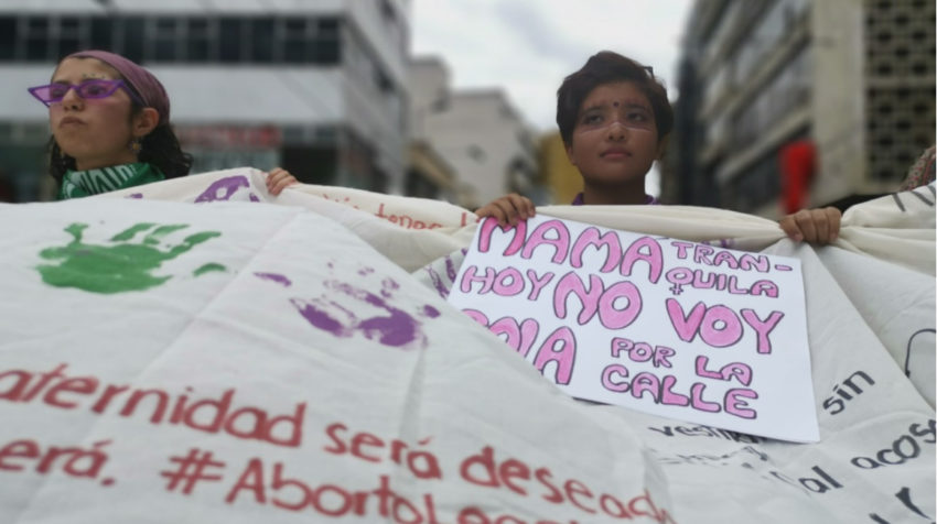 Manifestación en Quito por el Día Internacional de la Mujer, este 8 de marzo de 2020.