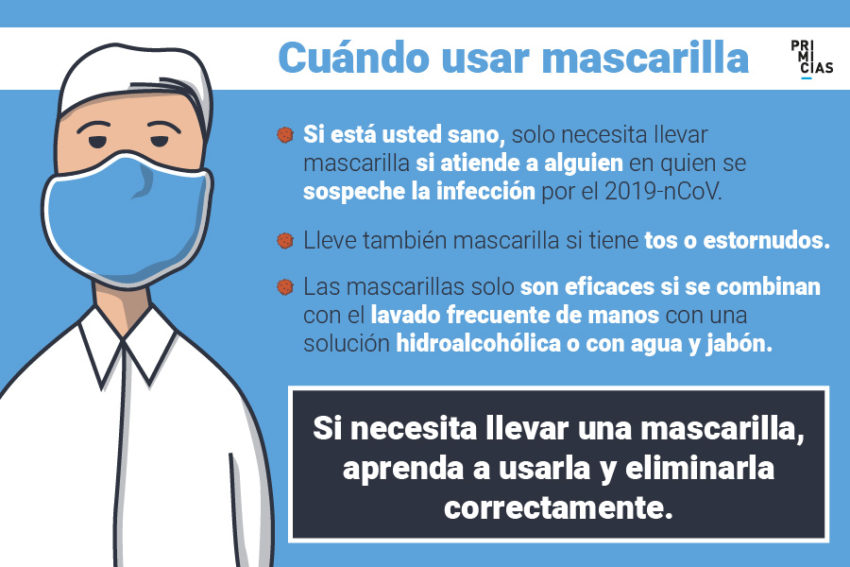 En qué momento es necesario que una persona utilice mascarilla para prevenir el coronavirus. Lunes 2 de marzo de 2020
