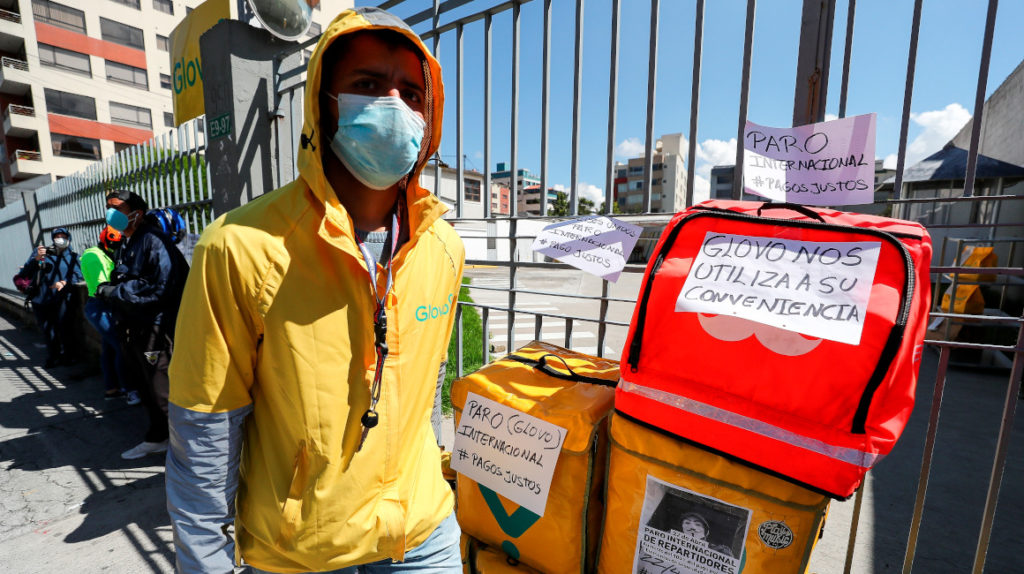 Repartidores protestan por un “pago justo” y mayor seguridad sanitaria
