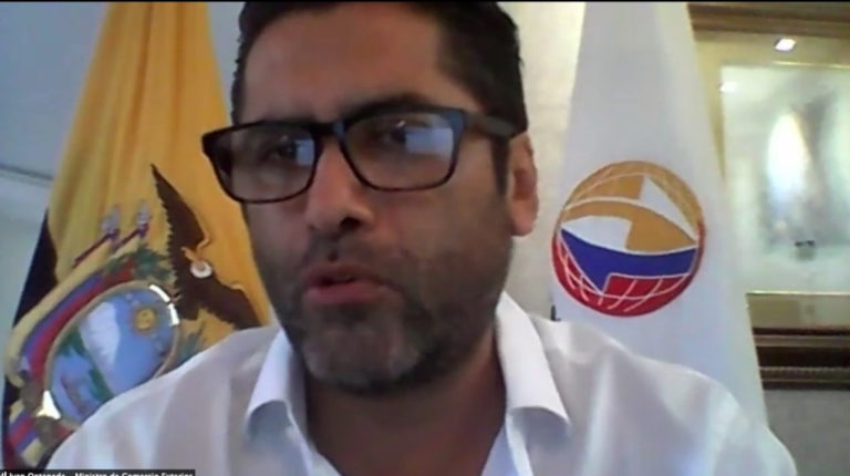 El ministro de Comercio Exterior, Iván Ontaneda, compareció vía telemática, este 15 de marzo, a la Asamblea Nacional para explicar los efectos del coronavirus en la economía ecuatoriana.