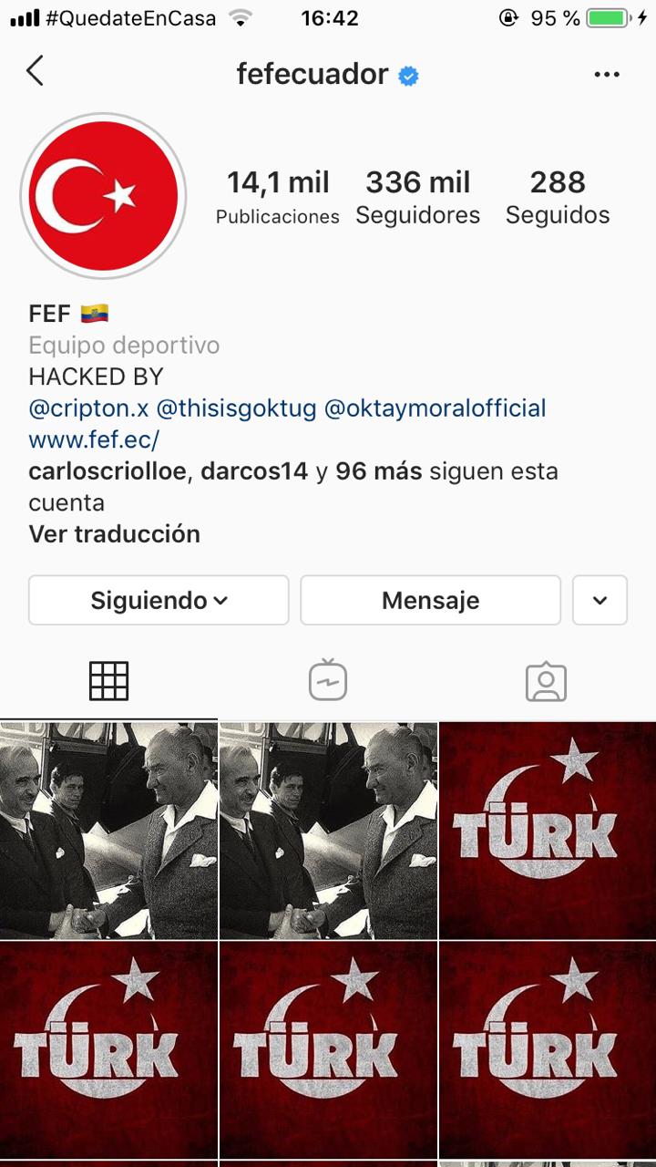 Perfil de la cuenta de Instagram de la FEF.