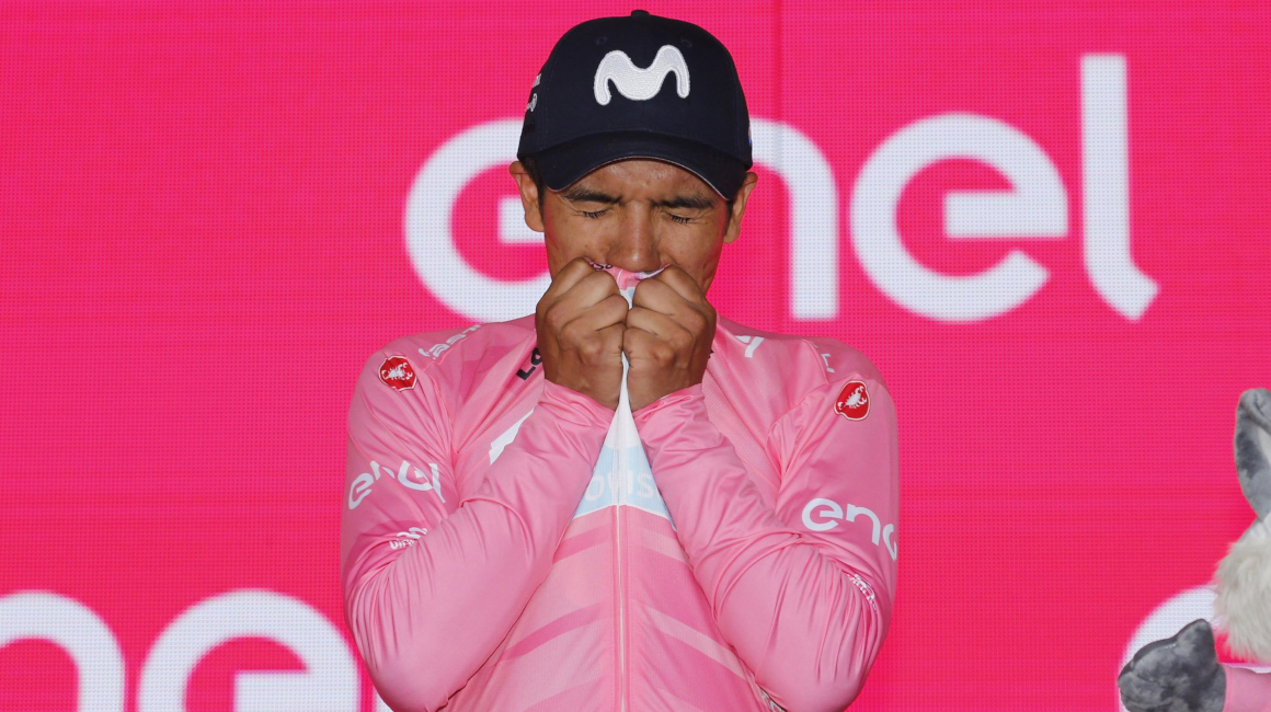El 25 de mayo de 2019, Richard Carapaz ganó la etapa 14 y se vistió por primera vez de rosa en el Giro de Italia.
