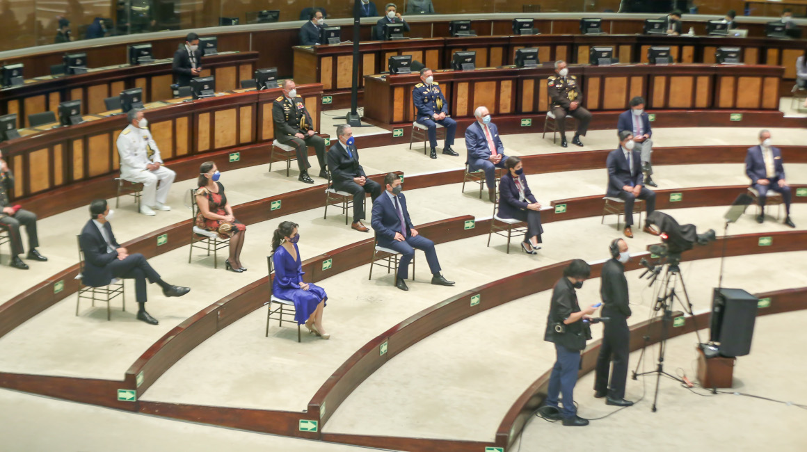 Así lució la Asamblea el 24 de mayo de 2020, durante el discurso del presidente Lenín Moreno.