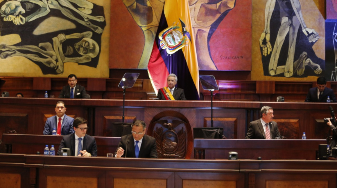 El presidente de la República, Lenín Moreno, en la Asamblea Nacional. 24 de mayo de 2020