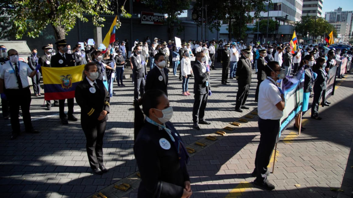 Trabajadores de Tame protestaron en contra de la liquidación de la aerolínea, 22 de mayo de 2020.