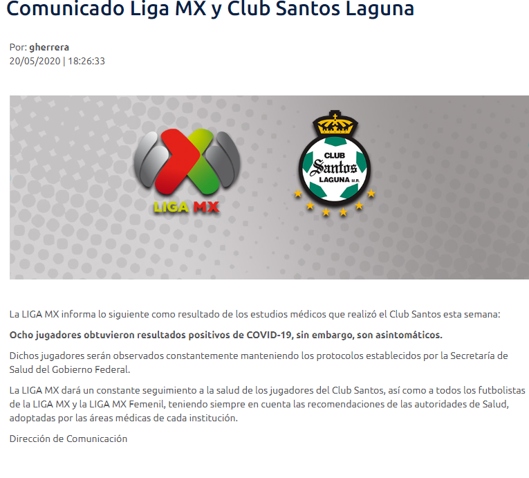 Comunicado de la Liga de México