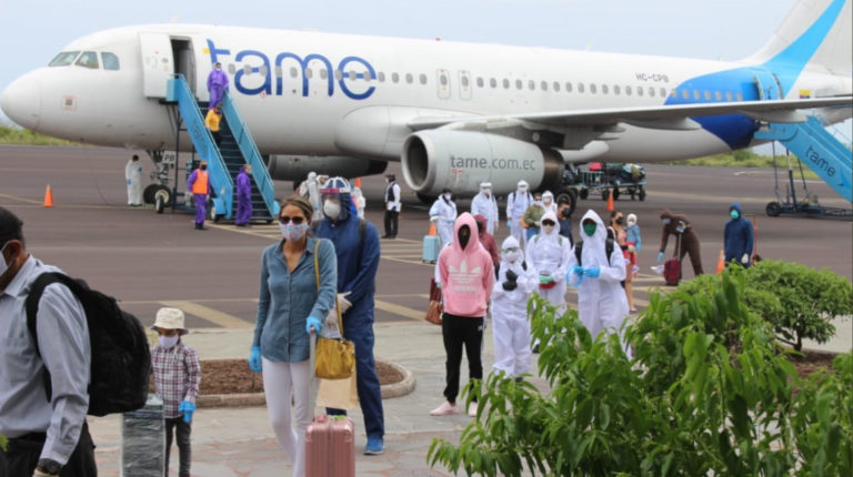 El 3 de mayo de 2020, un avión de Tame aterrizó en San Cristobal, con un grupo de residentes de las islas que se quedaron varados en Ecuador continental por la pandemia de covid-19.