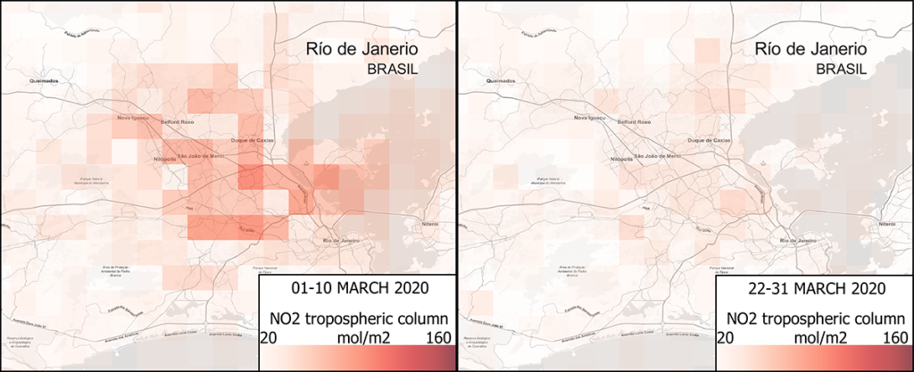 Cambio en la calidad del aire en la ciudad de Río de Janeiro. 
