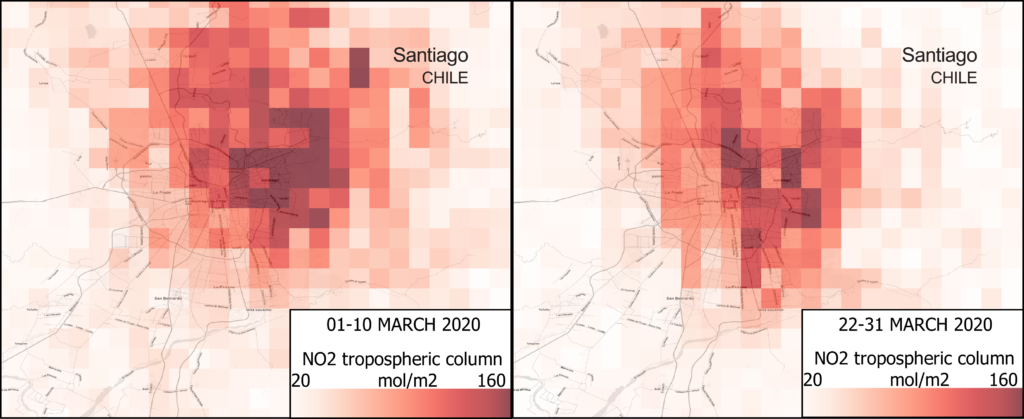 Cambio en la calidad del aire en la ciudad de Santiago de Chile.