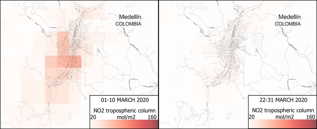 Cambio en la calidad del aire en la ciudad de Medellín.