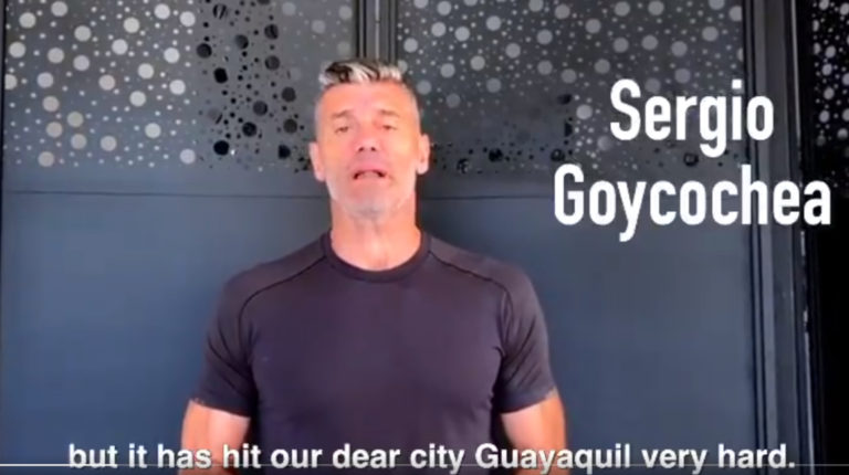 El exarquero Sergio Goycochea, en el video de la campaña Unidos por Guayaquil.