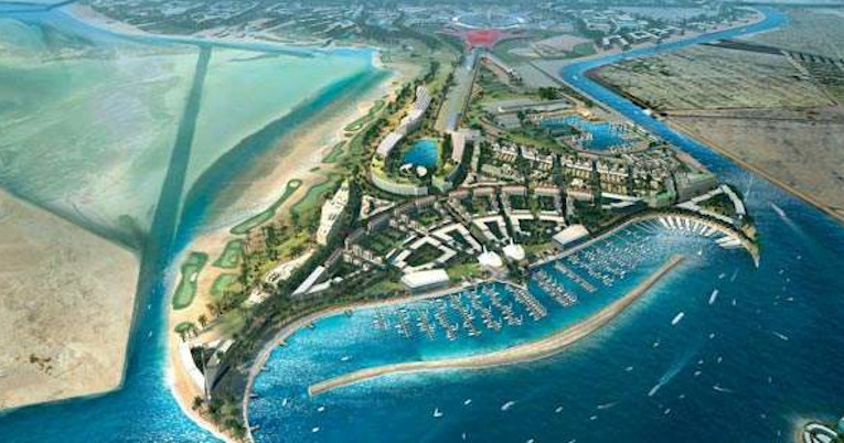 Vista aérea de la isla Yas, en Abu Dhabi.