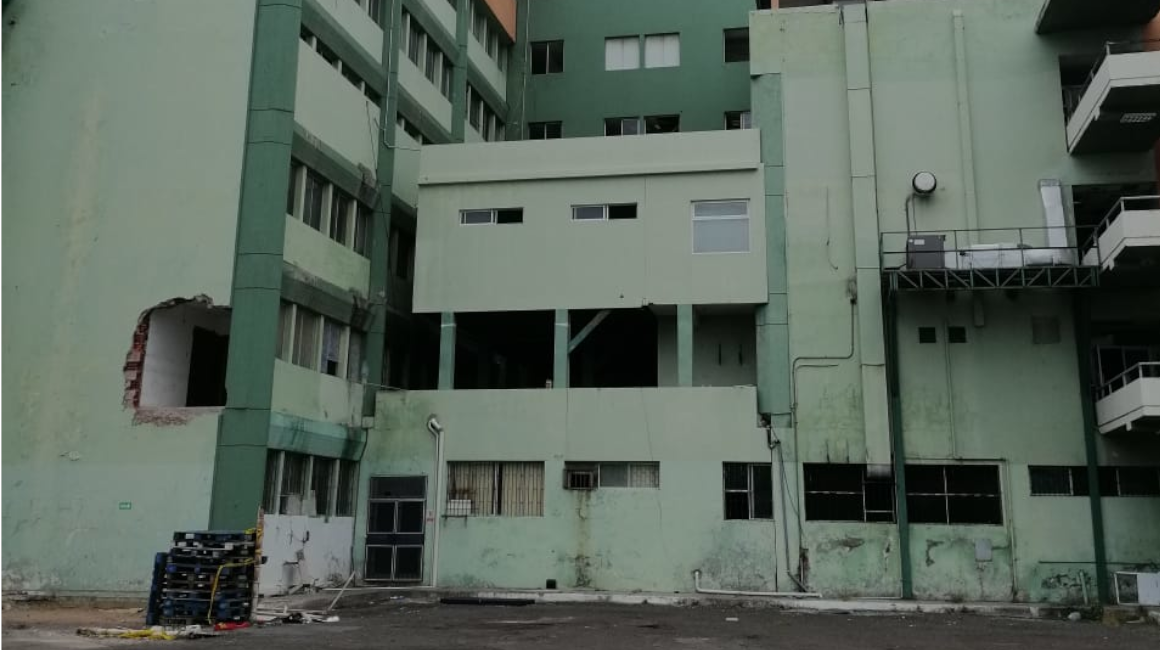 Parte de la estructura del hospital Rafael Rodríguez Zambrano de Manta este 30 de julio de 2020.