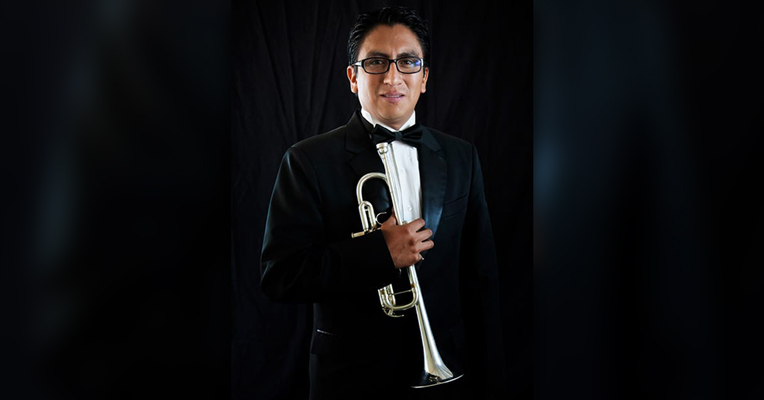 Fernando Gallegos, trompetista de la Orquesta Sinfónica desde 2014.