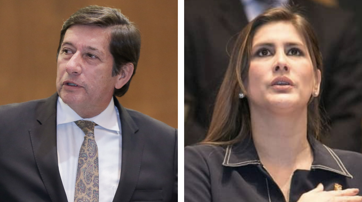 Los asambleístas socialcristianos César Rohón y María Cristina Reyes, 1 de julio de 2020.