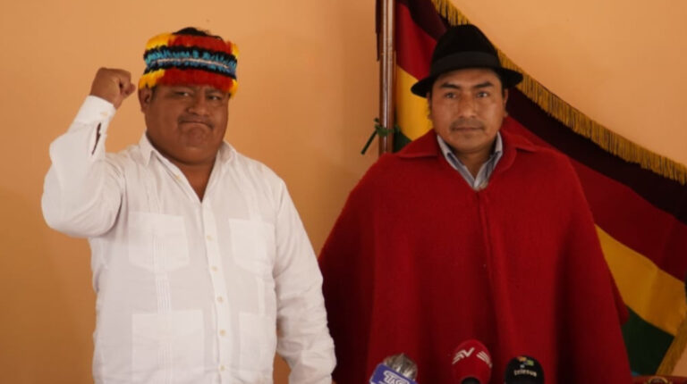 Desde la Conaie, Jaime Vargas y Leonidas Iza confirmaron que no serán candidatos a ninguna dignidad en 2021, el 20 de agosto de 2020 en Quito.