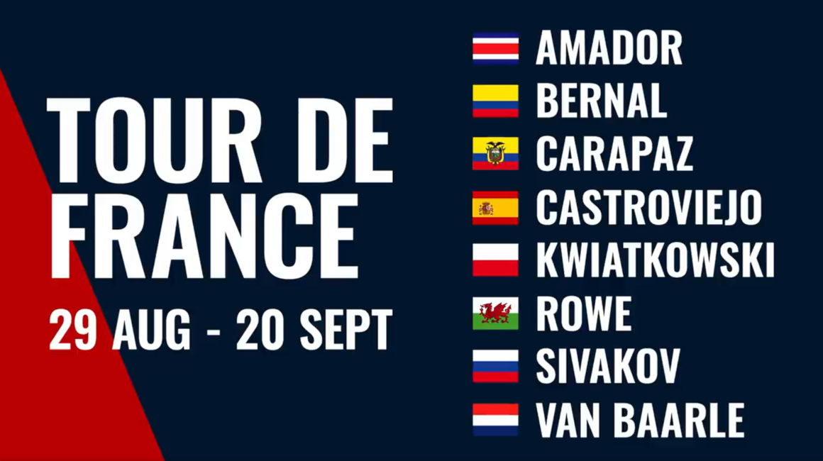 Esta es la alineación del Team Ineos para el Tour de Francia, con Richard Carapaz y Egan Bernal como líderes.