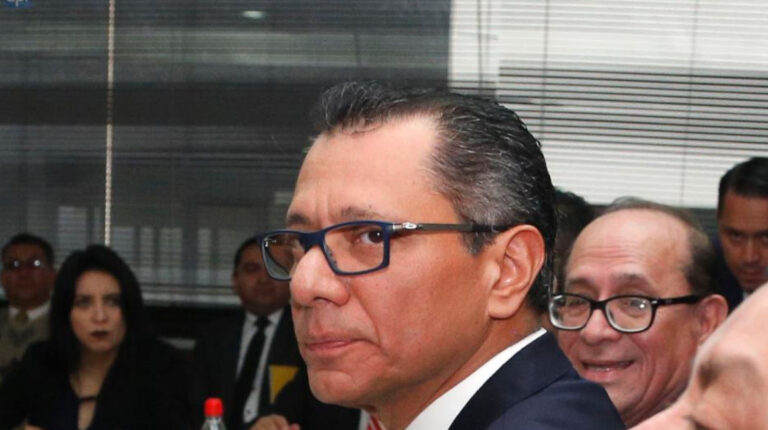 El exvicepresidente Jorge Glas durante el juicio por el caso de asociación ilícita en 2017.