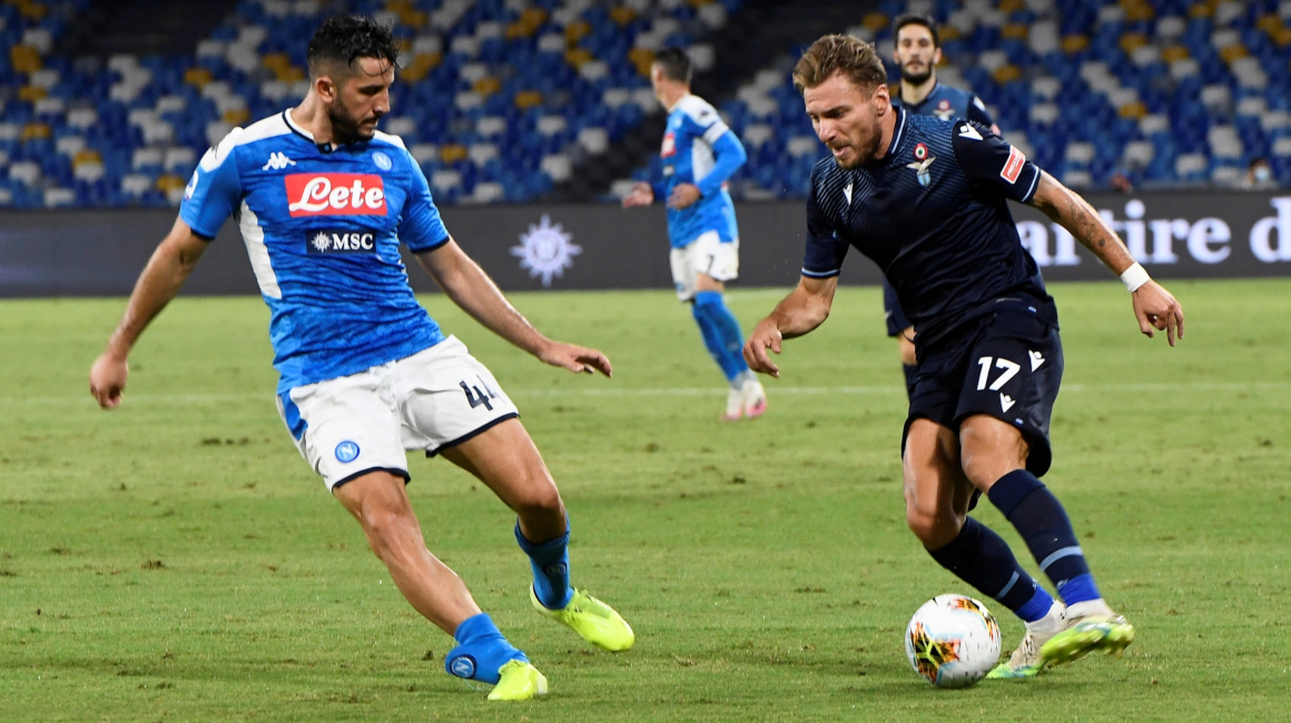 Ciro Immobile durante el partido de la Lazio ante el Nápoles, el sábado 1 de agosto de 2020.
