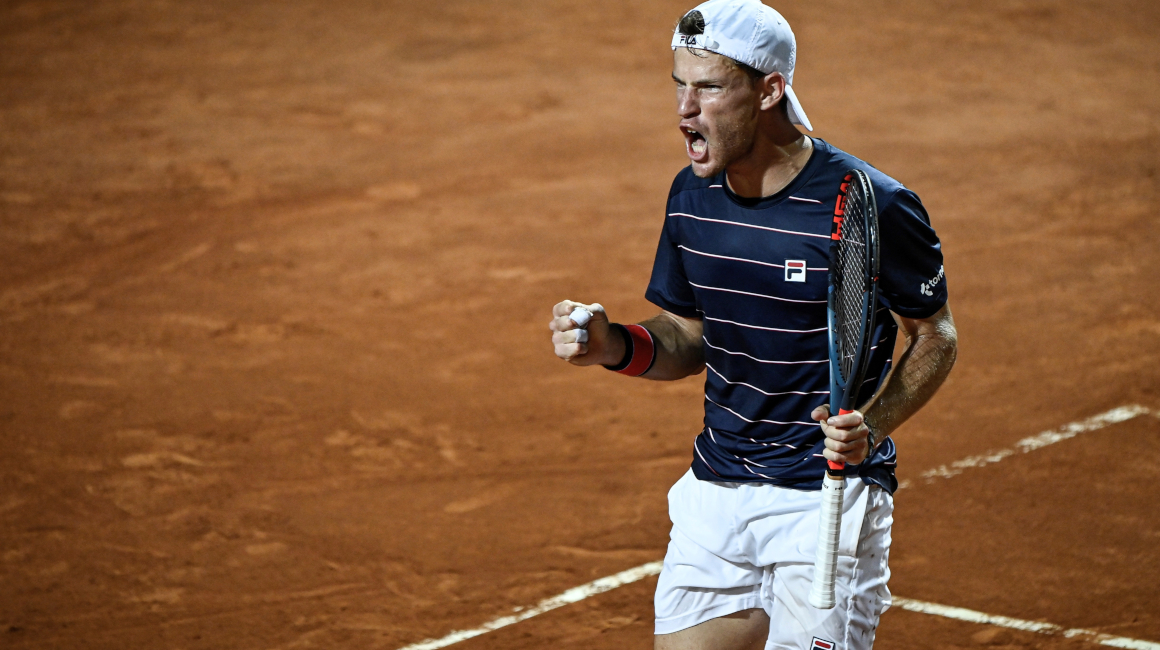 Diego Schwartzman celebra su triunfo sobre Rafael Nadal en los cuartos de final del Masters de Roma, el 19 de septiembre de 2020.
