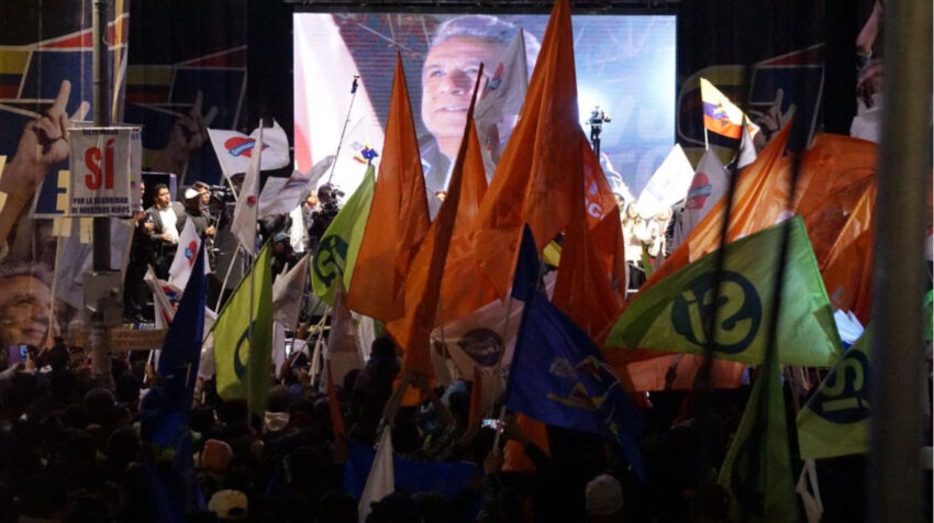 Evento de campaña a favor del Sí, del Frente Somos Ecuador, del 22 de enero de 2018.
