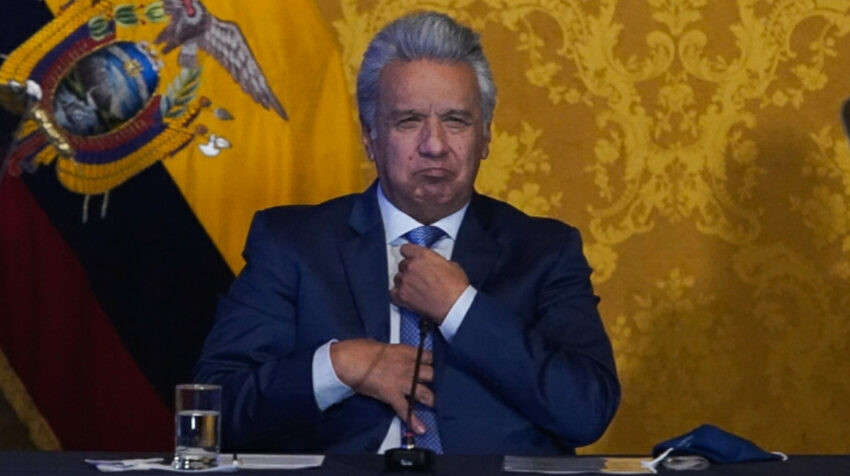 El presidente Lenín Moreno, durante la entrega del premio Eugenio Espejo, en Carondelet, el 16 de septiembre de 2020. 
