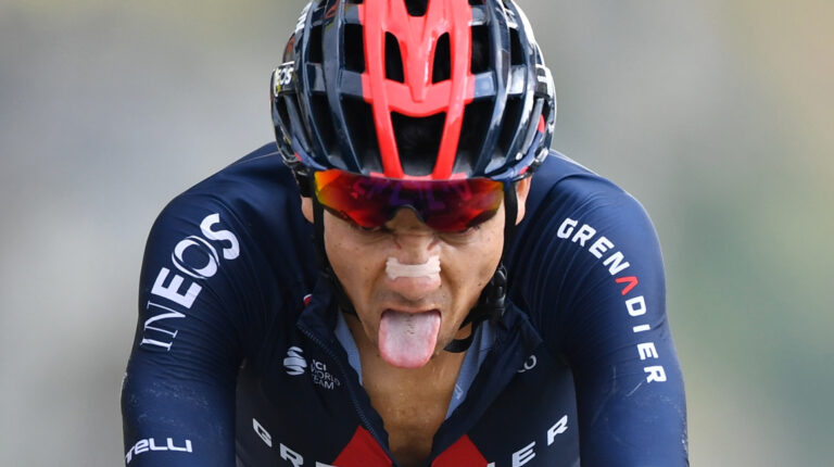 La cara de Richard Carapaz al final de la Etapa 17 del Tour de Francia, el miércoles 16 de septiembre de 2020.