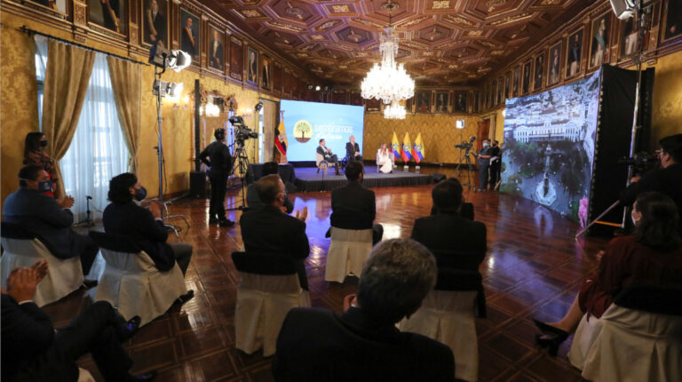 En el Palacio de Gobierno, el presidente Lenín Moreno participó en el evento protocolario sobre el cierre de la renegociación de la deuda, denominado “Sembrando Futuro”, el 8 de septiembre de 2020.